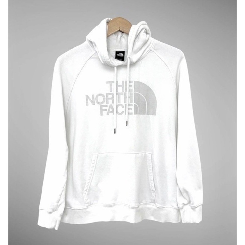 The North Face Womens Luxe Half Dome Hoodie White Silver Foil Graphic Large L